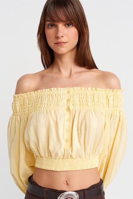 Schulterfreie Cropped Bluse - Image 3