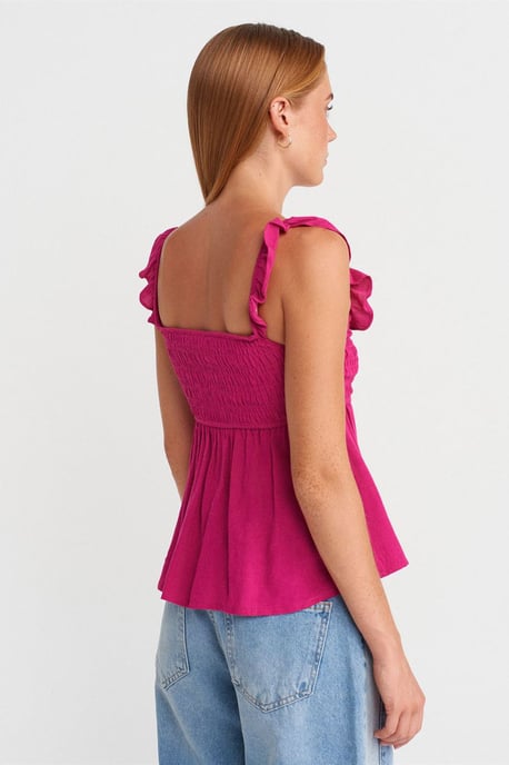Ärmellose Bluse mit quadratischem Ausschnitt und Bindeband vorne - Image 2