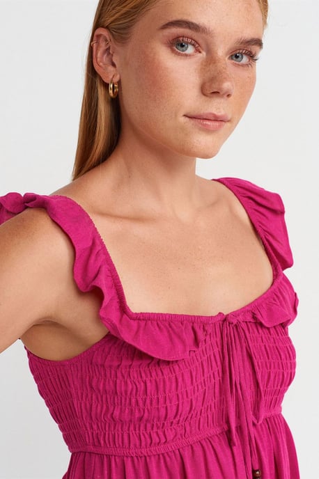 Ärmellose Bluse mit quadratischem Ausschnitt und Bindeband vorne - Image 3