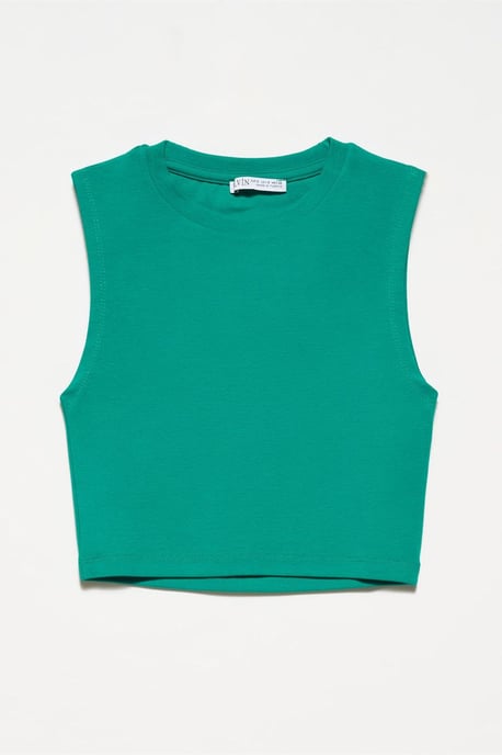 Ärmelloses Crop-Top aus Baumwoll-Jersey - Image 1