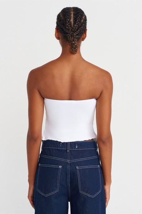 Damen Strapless Crop-Bluse mit Bindeband-Detail - Image 2
