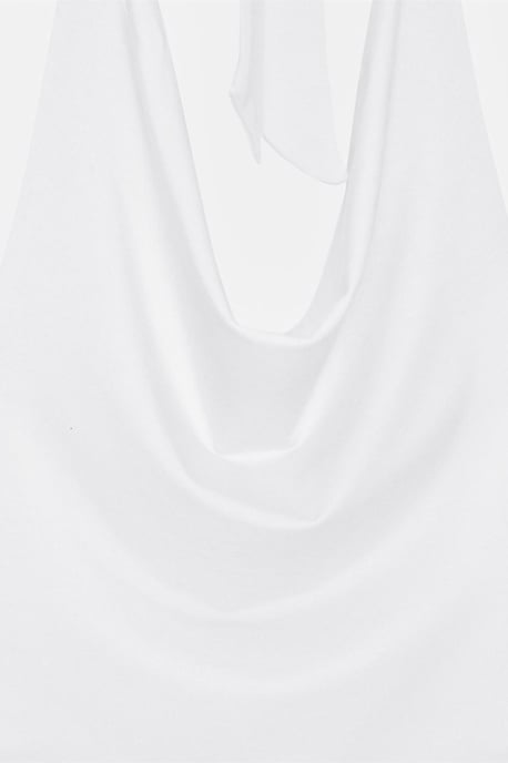 Ärmellose Bluse mit Schlauchkragen und Bindegürtel - Image 6