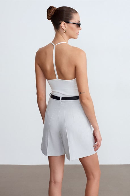 Schlanke Passform Halterneck Jersey Bluse - Image 2