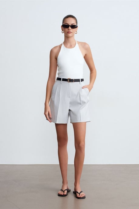 Schlanke Passform Halterneck Jersey Bluse - Image 4