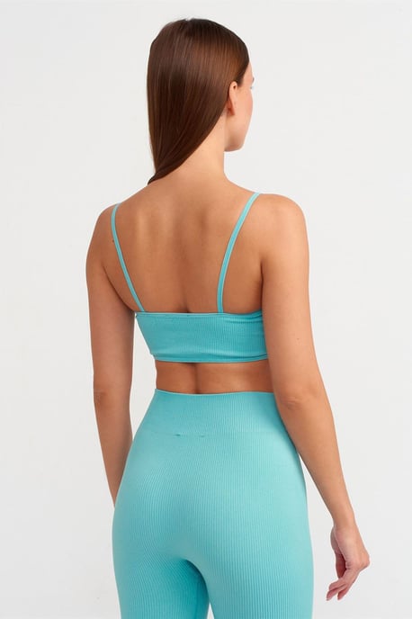 Geripptes V-Ausschnitt Crop Bralet Top - Image 2