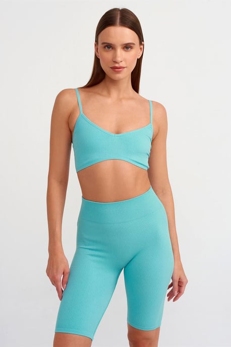 Geripptes V-Ausschnitt Crop Bralet Top - Image 3