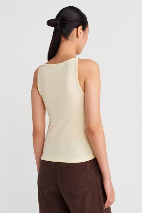 Rippoptik Neckholder Slim-Fit Bluse - Image 2