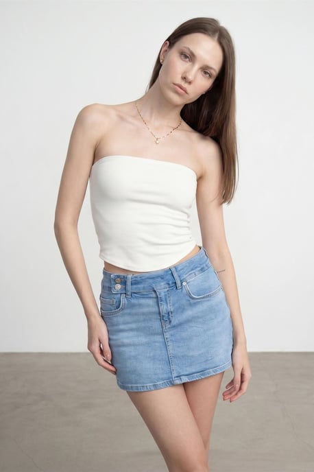 Damen Trägerloses Crop Bandeau Top - Image 1