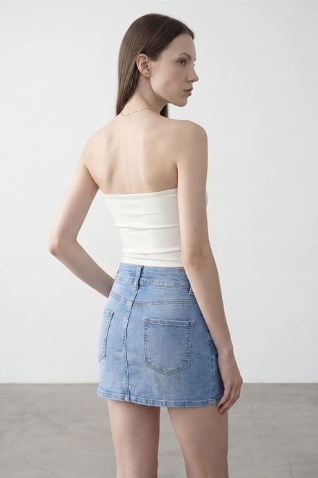 Damen Trägerloses Crop Bandeau Top - Image 2