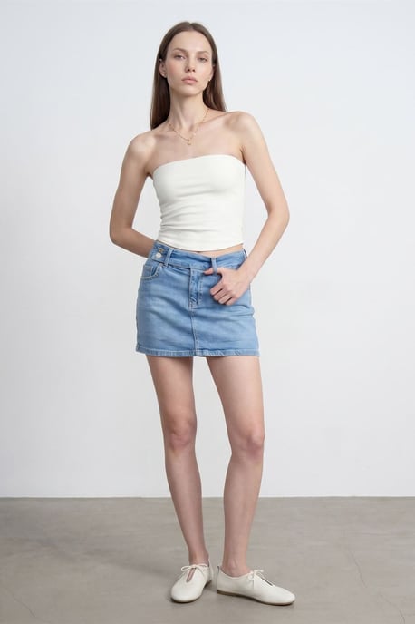 Damen Trägerloses Crop Bandeau Top - Image 4