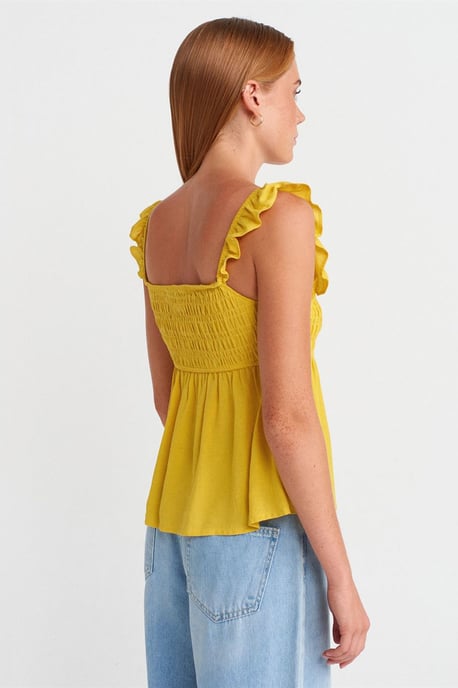 Ärmellose Bluse mit quadratischem Ausschnitt und Bindeband vorne - Image 2