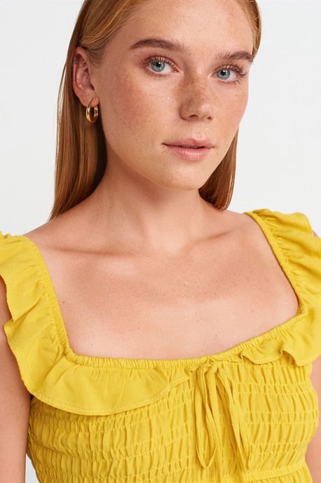 Ärmellose Bluse mit quadratischem Ausschnitt und Bindeband vorne - Image 3