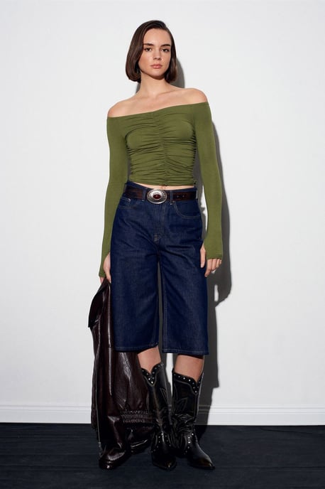 Schulterfreies Crop-Top-Bluse - Image 2