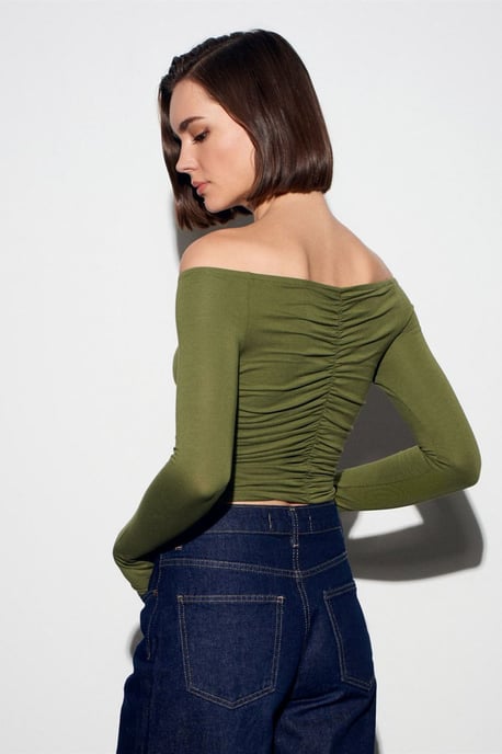 Schulterfreies Crop-Top-Bluse - Image 3