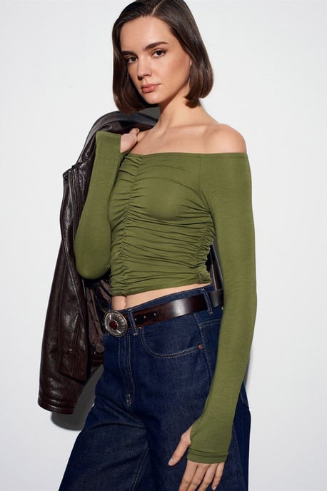 Schulterfreies Crop-Top-Bluse - Image 5