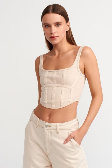 Tailliertes Crop-Corsagen-Top mit quadratischem Ausschnitt - Image 1