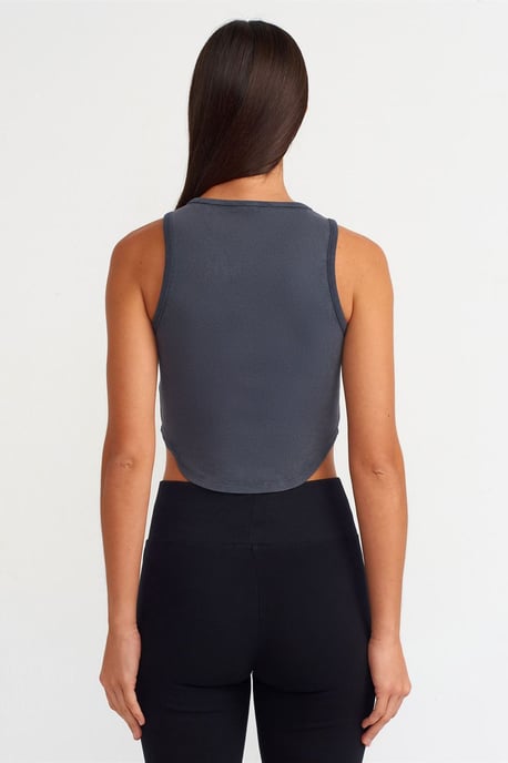 Damen Ripp-Optik Crop-Bluse mit Knöpfen - Image 2