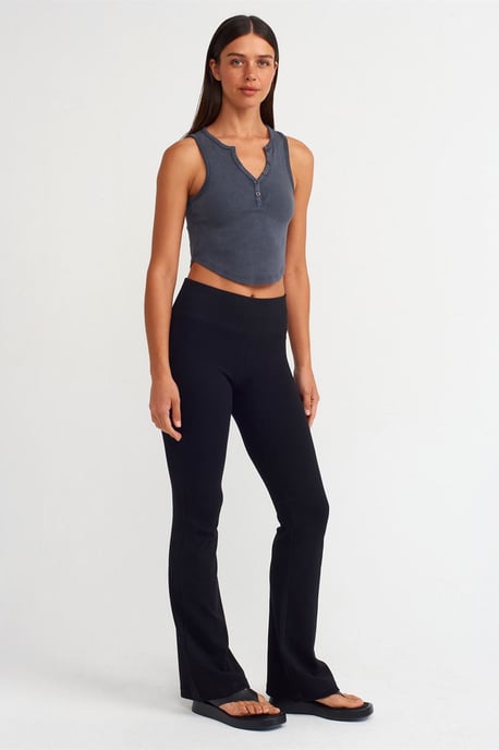 Damen Ripp-Optik Crop-Bluse mit Knöpfen - Image 3
