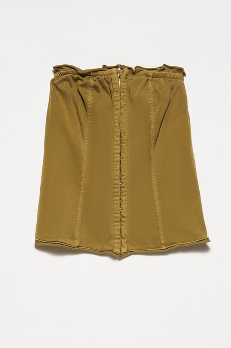 Damen Trägerloses Baumwoll-Cropped-Top mit Reißverschluss - Image 1