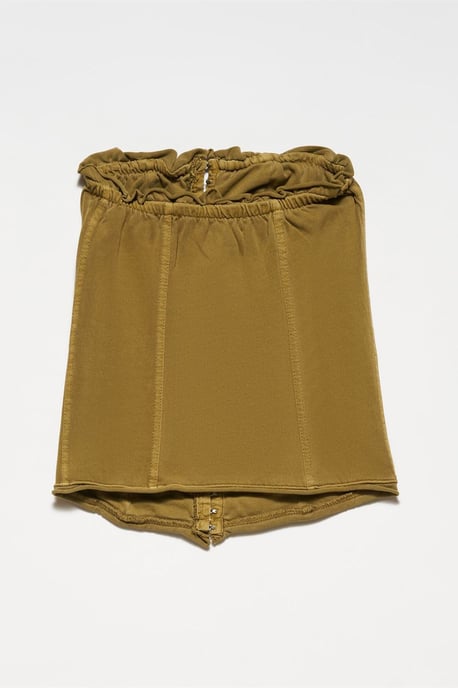 Damen Trägerloses Baumwoll-Cropped-Top mit Reißverschluss - Image 2