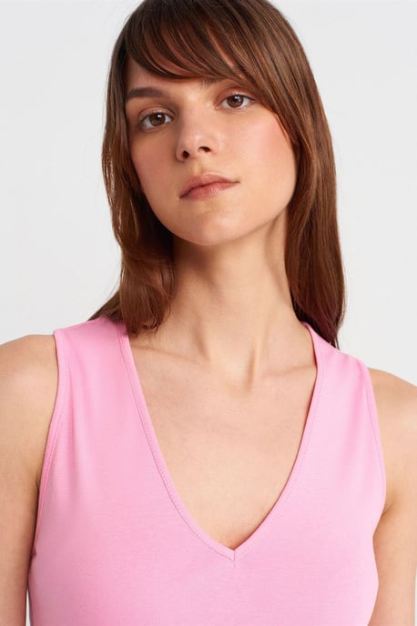 Baumwoll-V-Ausschnitt ärmellose Cami-Bluse - Image 3