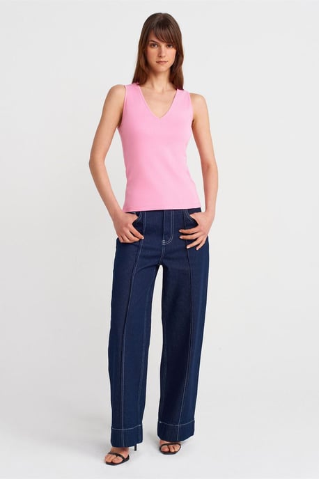 Baumwoll-V-Ausschnitt ärmellose Cami-Bluse - Image 4