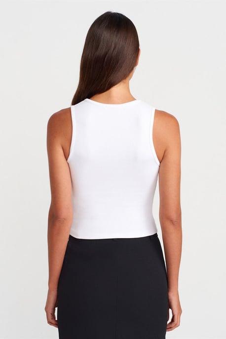 Damen Rippstrick Baumwollmischung Cropped Top - Image 2
