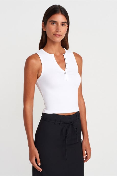Damen Rippstrick Baumwollmischung Cropped Top - Image 3
