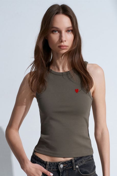 Bestickte ärmellose Slim-Fit Jersey-Bluse - Image 3
