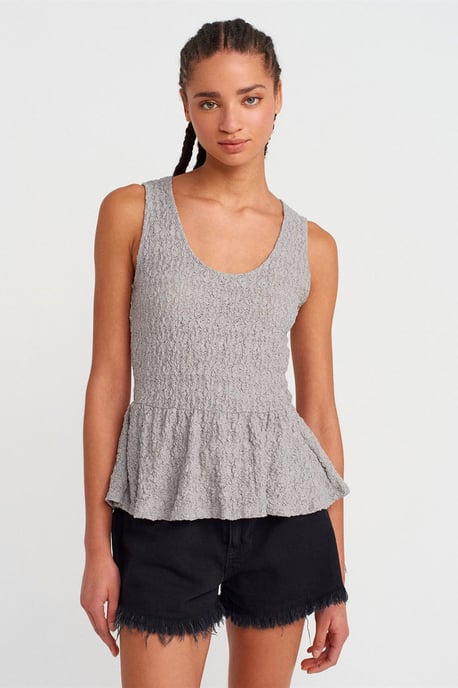 Texturierte Spitzen-Peplum-Bluse - Image 1