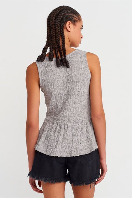 Texturierte Spitzen-Peplum-Bluse - Image 2