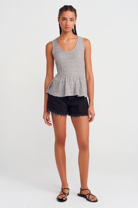 Texturierte Spitzen-Peplum-Bluse - Image 4