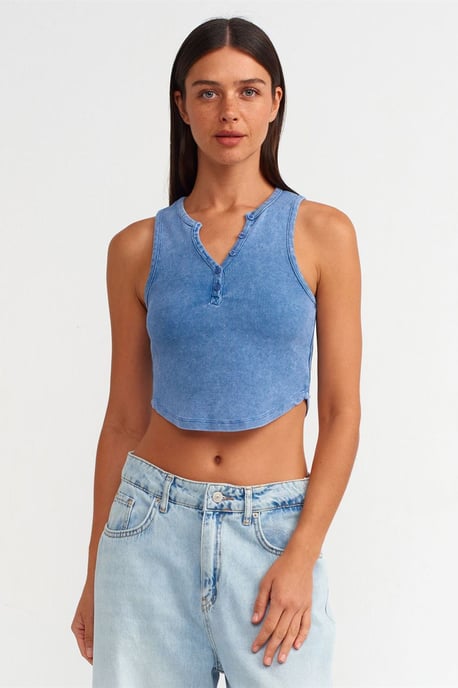 Damen Ripp-Top mit Knöpfen - Image 1