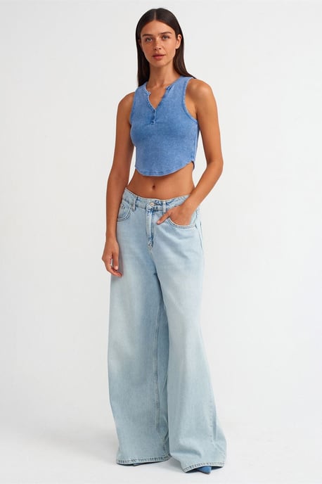 Damen Ripp-Top mit Knöpfen - Image 3