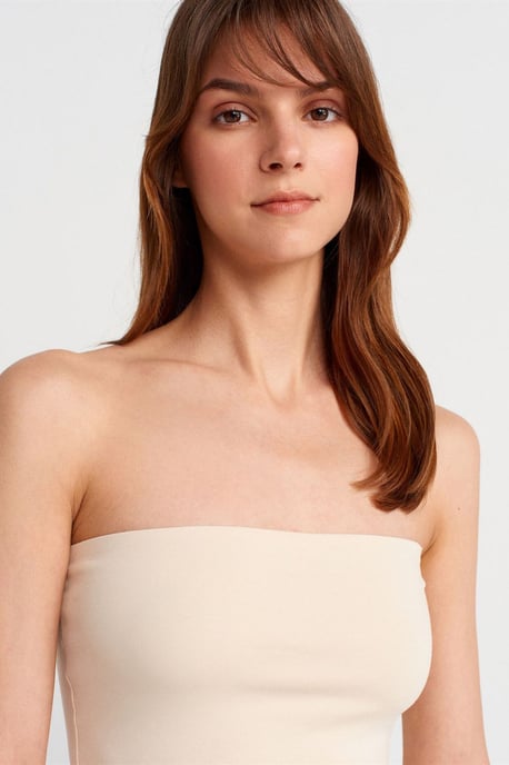 Trägerlose Slim-Fit-Jersey-Bluse - Image 3