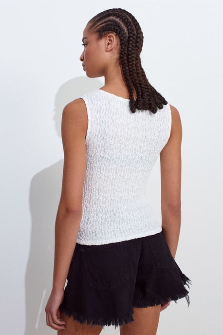 Taillierte ärmellose Spitzenstrickbluse - Image 2