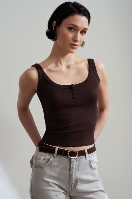 Rippstrick-Crop-Cami-Bluse - Image 2