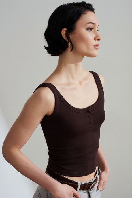 Rippstrick-Crop-Cami-Bluse - Image 3