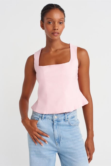 Taillierte ärmellose Bluse mit quadratischem Ausschnitt - Image 1