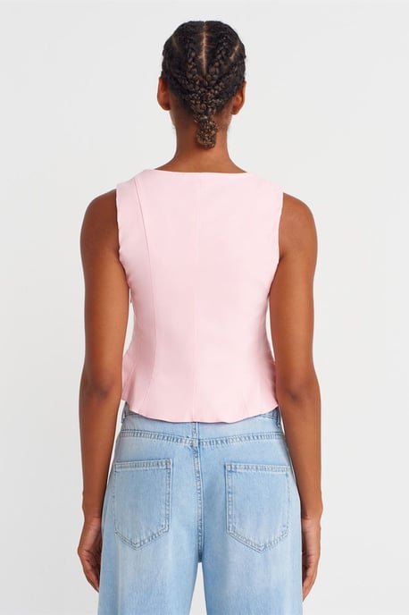 Taillierte ärmellose Bluse mit quadratischem Ausschnitt - Image 2