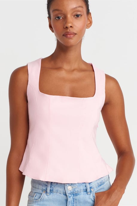 Taillierte ärmellose Bluse mit quadratischem Ausschnitt - Image 3