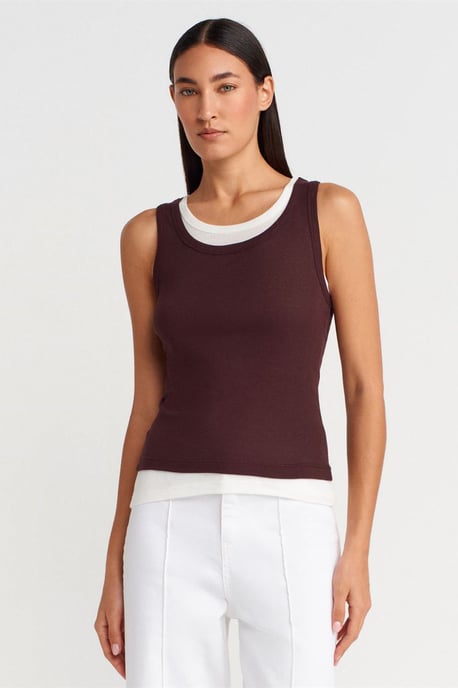 Rippstrick-Baumwoll-Ärmellose Cami-Bluse - Image 1