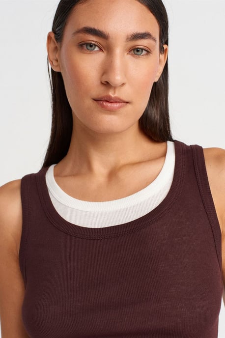 Rippstrick-Baumwoll-Ärmellose Cami-Bluse - Image 3