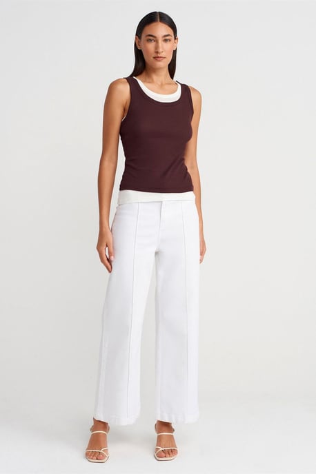 Rippstrick-Baumwoll-Ärmellose Cami-Bluse - Image 4