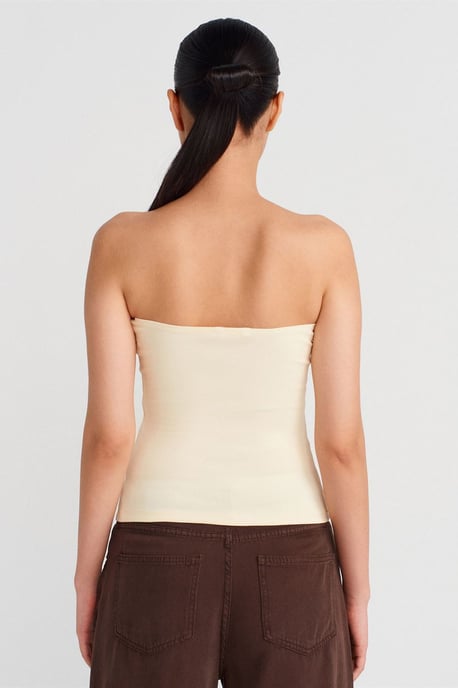 Trägerlose Slim-Fit-Jersey-Bluse - Image 2