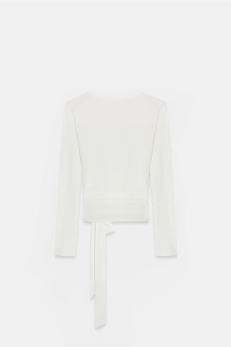 Damen Crop-Wrap-Bluse mit Bindeband - Image 6