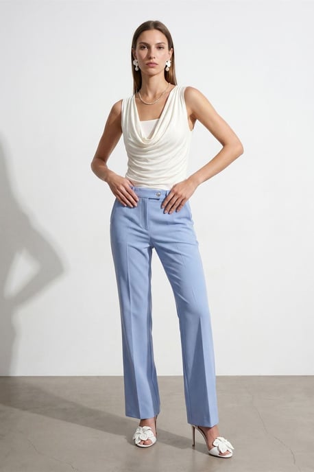 Ärmellose Cowl-Neck-Jersey-Bluse - Image 4