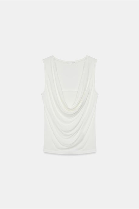Ärmellose Cowl-Neck-Jersey-Bluse - Image 6