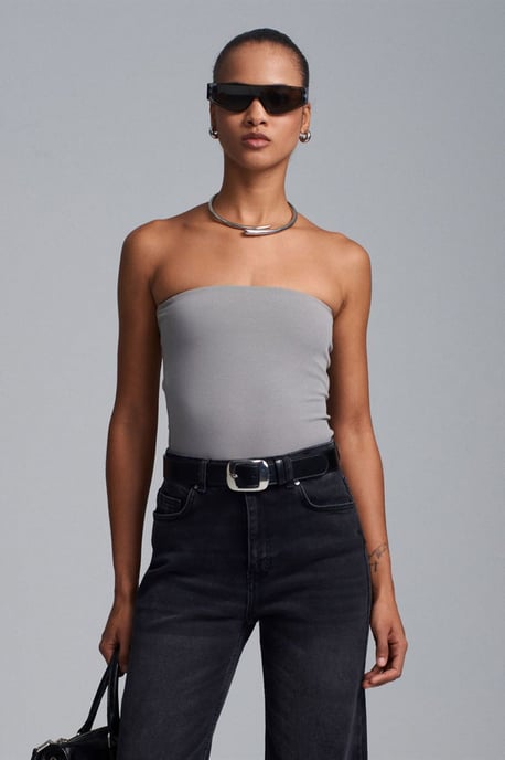 Trägerlose Bodycon Bandeau-Bluse - Image 3