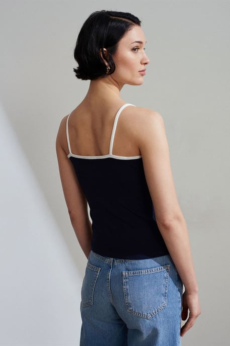 Farbblock Ripp-Ärmellose Bluse - Image 2